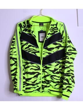 NWT Neon Green Zebra Print Track Suit Jacket - Large